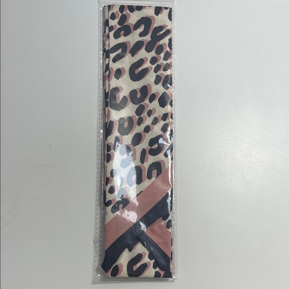 Leopard Print Twill Scarf Belt in Blush and Black